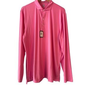 Johnnie-O Mens Swing Featherweight Long Sleeve Polo Shirt Cabo Pink L JMPL1290